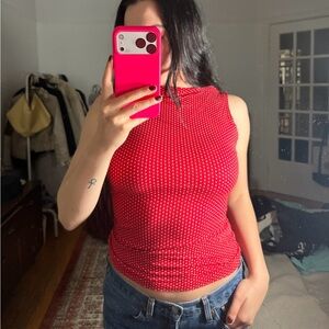 Tricotto Red and White Polka Dot Tank Top